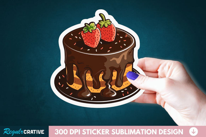 Cute Chocolate Cake Sticker Clipart Sublimation Regulrcrative 