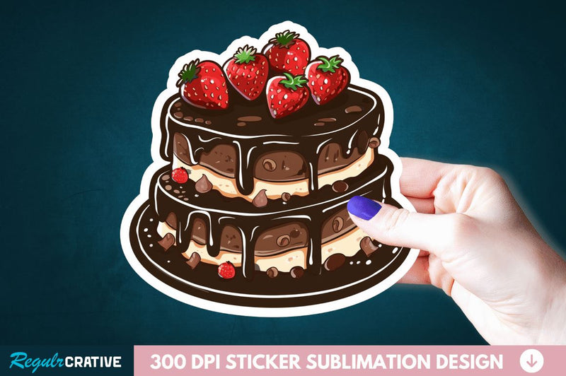 Cute Chocolate Cake Sticker Clipart Sublimation Regulrcrative 