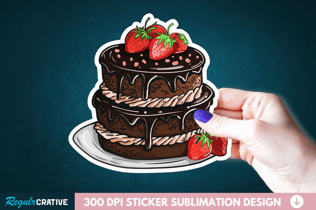 Cute Chocolate Cake Sticker Clipart Sublimation Regulrcrative 