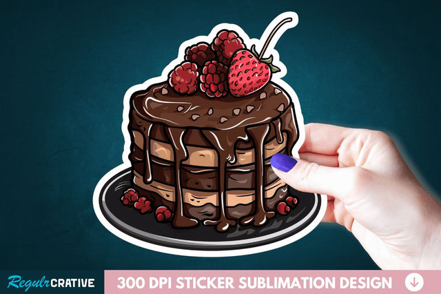 Cute Chocolate Cake Sticker Clipart Sublimation Regulrcrative 