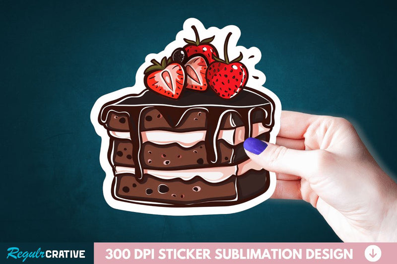 Cute Chocolate Cake Sticker Clipart Sublimation Regulrcrative 
