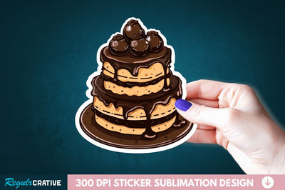 Cute Chocolate Cake Sticker Clipart Sublimation Regulrcrative 