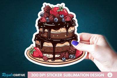 Cute Chocolate Cake Sticker Clipart Sublimation Regulrcrative 
