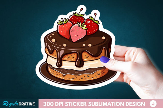Cute Chocolate Cake Sticker Clipart Sublimation Regulrcrative 