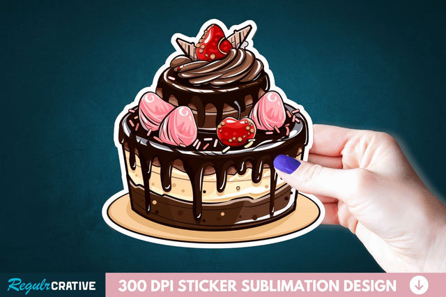 Cute Chocolate Cake Sticker Clipart Sublimation Regulrcrative 