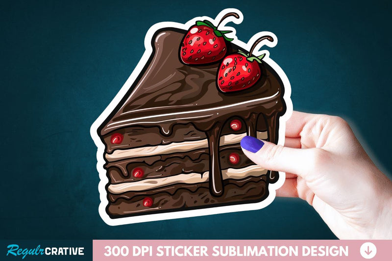 Cute Chocolate Cake Sticker Clipart Sublimation Regulrcrative 