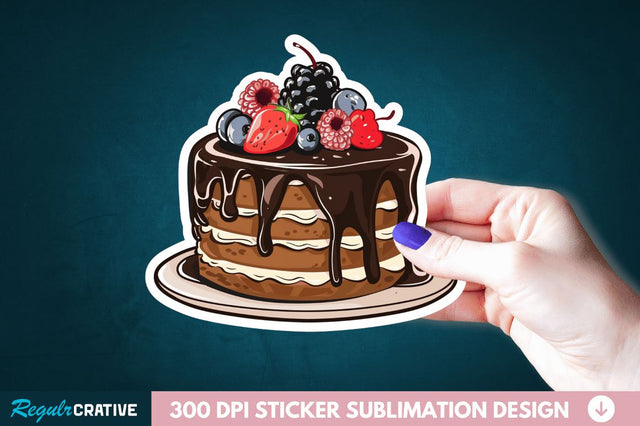 Cute Chocolate Cake Sticker Clipart Sublimation Regulrcrative 