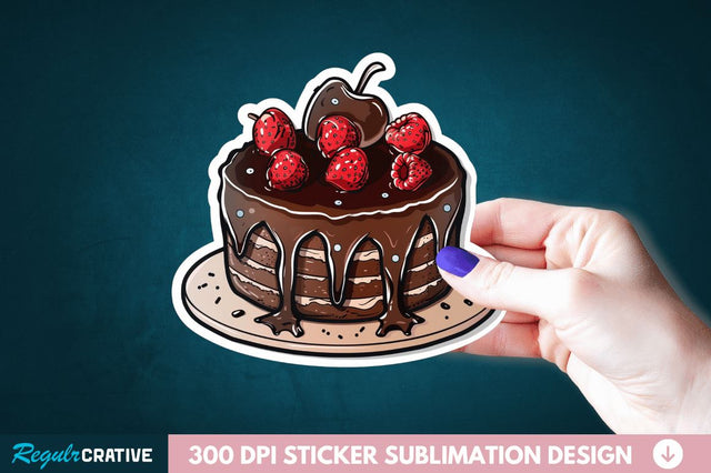 Cute Chocolate Cake Sticker Clipart Sublimation Regulrcrative 