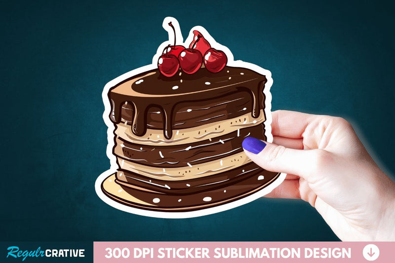 Cute Chocolate Cake Sticker Clipart Sublimation Regulrcrative 