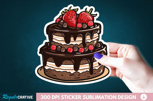 Cute Chocolate Cake Sticker Clipart Sublimation Regulrcrative 