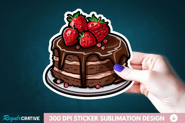 Cute Chocolate Cake Sticker Clipart Sublimation Regulrcrative 