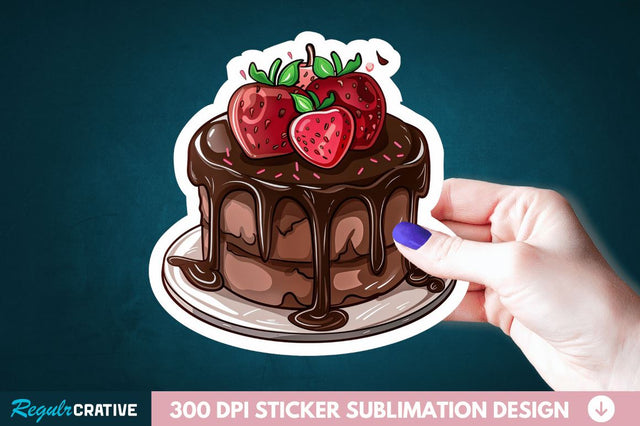 Cute Chocolate Cake Sticker Clipart Sublimation Regulrcrative 