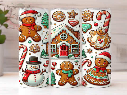 Cute Christmas 20 oz Skinny Tumbler Sublimation Design, Straight & Tapered Tumbler Png, Gingerbread Man and Donuts Tumbler Png, Digital Download PNG Sublimation Lara' s Designs 
