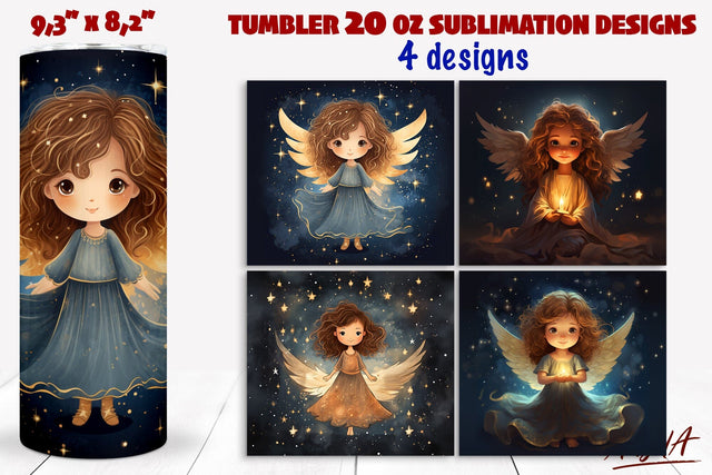 Cute Christmas angel tumbler wrap Sublimation PNG Sublimation Angelina Semenova 