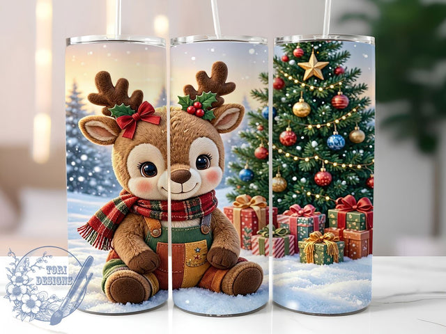 Cute Christmas Baby Reindeer 20oz Tumbler, Baby Reindeer Motif, Christmas Theme, Holiday Charm, Winter Accent, Festive Design, Sublimation Wrap, 20oz Tumbler Sublimation ToriDesigns 