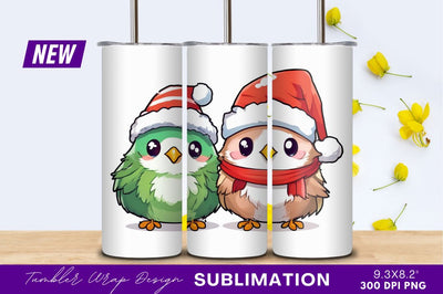 Cute Christmas Birds Cartoon Style Tumbler Png Sublimation Regulrcrative 