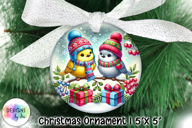 Cute Christmas Birds Ornament Sublimation Sublimation Designs by Ira 
