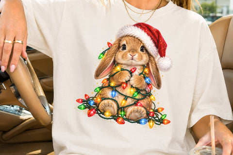 Cute Christmas Bunny Lights PNG Sublimation nirmal108roy 