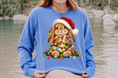 Cute Christmas Bunny Lights PNG Sublimation nirmal108roy 