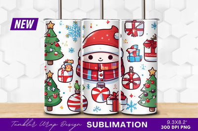 Cute Christmas Cartoon Illustration Elements Tumbler Png Sublimation Regulrcrative 
