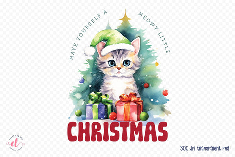 Cute Christmas Cat Sublimation Design Sublimation CraftLabSVG 
