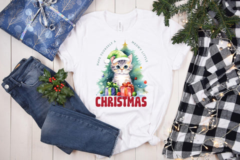Cute Christmas Cat Sublimation Design Sublimation CraftLabSVG 