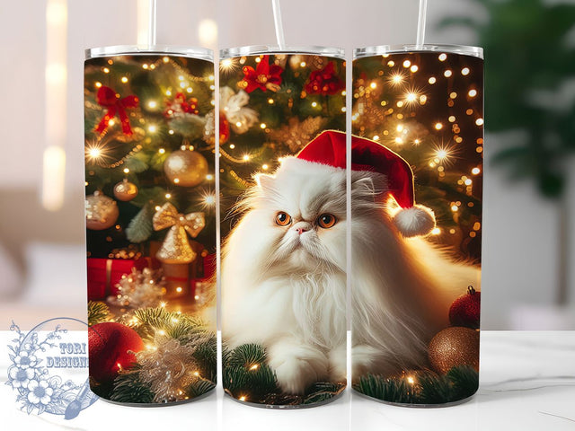 Cute Christmas Cat Tumbler, Holiday Cat Design, Festive Cat Art, Cute Christmas Kitty, Winter Cat Graphic, 20oz Tumbler, Sublimation Design Sublimation ToriDesigns 