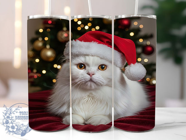 Cute Christmas Cat Tumbler, Holiday Cat Design, Festive Cat Art, Cute Christmas Kitty, Winter Cat Graphic, 20oz Tumbler, Sublimation Design Sublimation ToriDesigns 