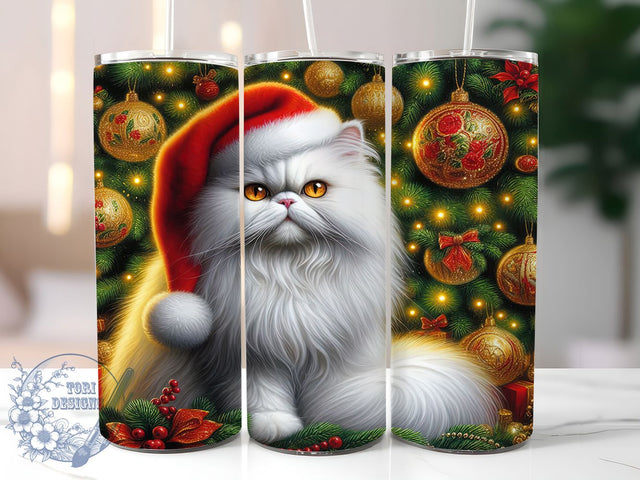 Cute Christmas Cat Tumbler, Holiday Cat Design, Festive Cat Art, Cute Christmas Kitty, Winter Cat Graphic, 20oz Tumbler, Sublimation Design Sublimation ToriDesigns 