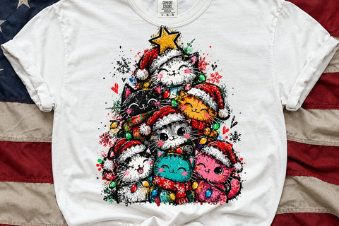 Cute Christmas Cats Tree Sublimation PNG SVG DesignDestine 