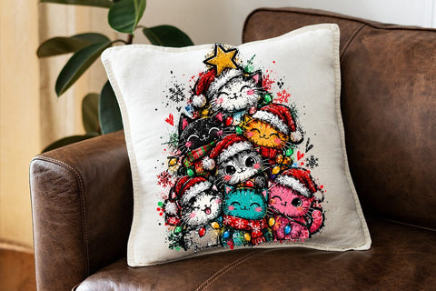 Cute Christmas Cats Tree Sublimation PNG SVG DesignDestine 