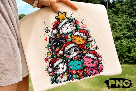 Cute Christmas Cats Tree Sublimation PNG SVG DesignDestine 