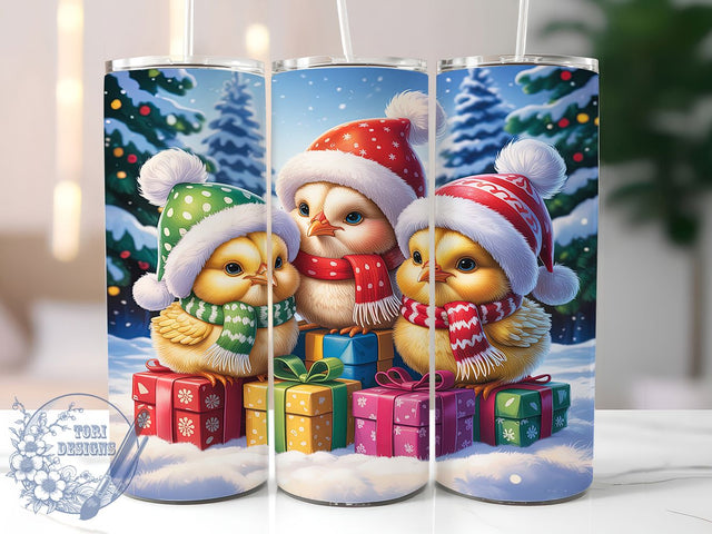 Cute Christmas Chicken Chick Tumbler, Cute Baby Chicks Wrap, Holiday Farm Animal Sublimation, 20oz Chick Christmas Tumbler, Festive Poultry Art, Whimsical Chicken Mug, Adorable Holiday Cup Sublimation ToriDesigns 