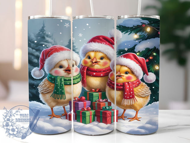 Cute Christmas Chicken Chick Tumbler, Cute Baby Chicks Wrap, Holiday Farm Animal Sublimation, 20oz Chick Christmas Tumbler, Festive Poultry Art, Whimsical Chicken Mug, Adorable Holiday Cup Sublimation ToriDesigns 