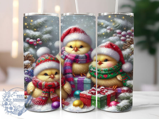 Cute Christmas Chicken Chick Tumbler, Cute Baby Chicks Wrap, Holiday Farm Animal Sublimation, 20oz Chick Christmas Tumbler, Festive Poultry Art, Whimsical Chicken Mug, Adorable Holiday Cup Sublimation ToriDesigns 