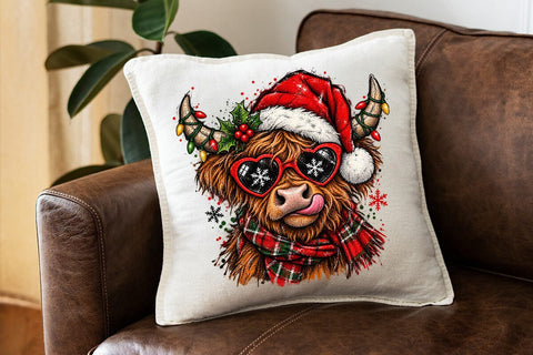 Cute Christmas Cow Sublimation Design PNG SVG DesignDestine 