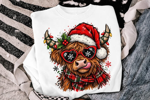 Cute Christmas Cow Sublimation Design PNG SVG DesignDestine 
