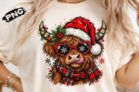 Cute Christmas Cow Sublimation Design PNG SVG DesignDestine 