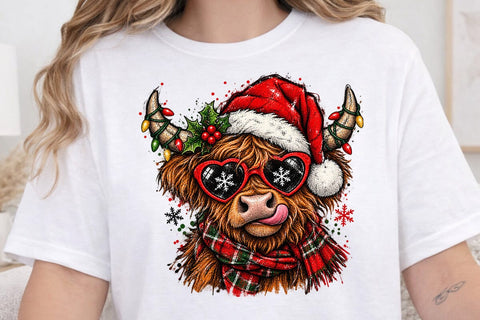Cute Christmas Cow Sublimation Design PNG SVG DesignDestine 