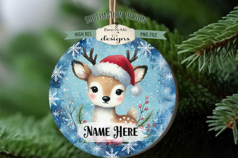 Cute Christmas Critters Ornament Designs PNG File | Add Name Sublimation Ewe-N-Me Designs 