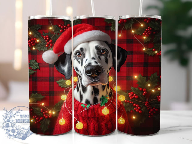 Cute Christmas Dalmatian Tumbler, Holiday Dog Wrap, Festive Dalmatian Sublimation Design, Cute Christmas Pup Cup, 20Oz Skinny Tumbler Wrap, Adorable Holiday Mug, Winter Dog Design Sublimation ToriDesigns 
