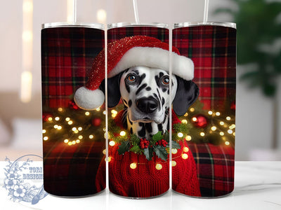 Cute Christmas Dalmatian Tumbler, Holiday Dog Wrap, Festive Dalmatian Sublimation Design, Cute Christmas Pup Cup, 20Oz Skinny Tumbler Wrap, Adorable Holiday Mug, Winter Dog Design Sublimation ToriDesigns 