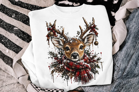 Cute Christmas Deer Sublimation PNG Art SVG DesignDestine 