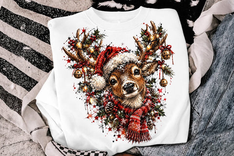 Cute Christmas Deer Sublimation PNG Art SVG DesignDestine 