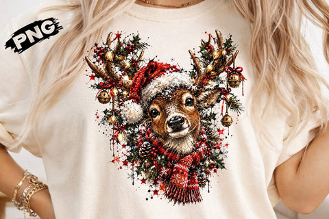 Cute Christmas Deer Sublimation PNG Art SVG DesignDestine 