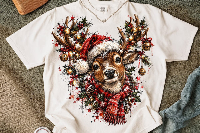 Cute Christmas Deer Sublimation PNG Art SVG DesignDestine 