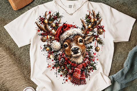 Cute Christmas Deer Sublimation PNG Art SVG DesignDestine 