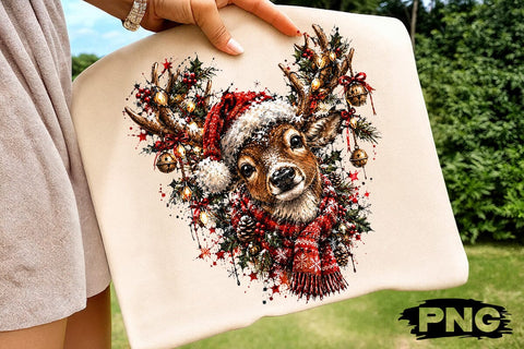 Cute Christmas Deer Sublimation PNG Art SVG DesignDestine 