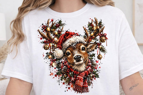 Cute Christmas Deer Sublimation PNG Art SVG DesignDestine 
