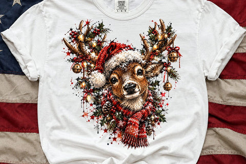 Cute Christmas Deer Sublimation PNG Art SVG DesignDestine 